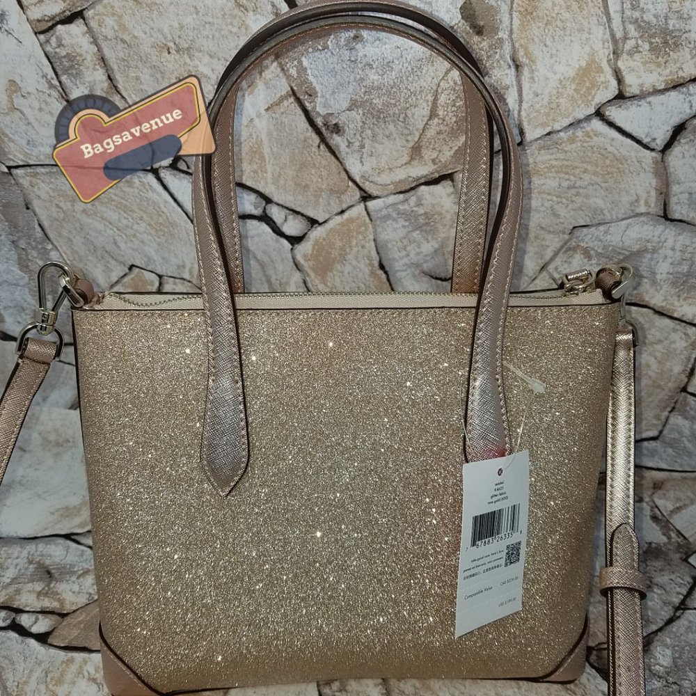 Lola Joeley Shimmy Glitter Lola Satchel Crossbody Rose Gold Small Kate Spade - Picture 10 of 14